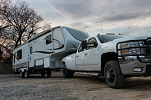 Fifth Wheel RV towed by truck